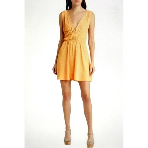 Semi Backless Sleeveless Gathered Waist Vero Moda Bonni Catch Mini Dress OrangeM - Picture 1 of 16